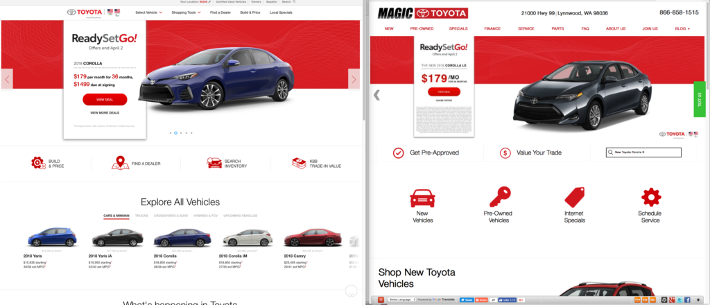 Toyota Site Redesigns